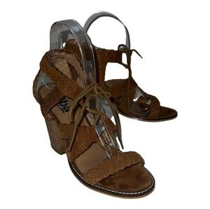 Diba Leather Suede Brown Lace Up Sandals